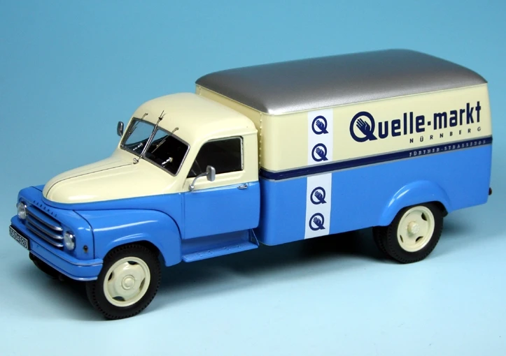 Schuco Hanomag L28 Mit Kofferaufbau "Quelle" 1 Schuco Hanomag L28 Mit Kofferaufbau "Quelle"