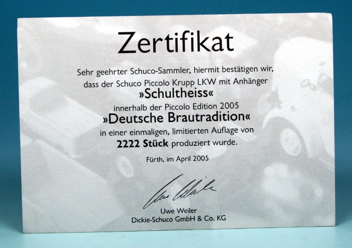 Schuco Piccolo Krupp Titan Koffer-Hängerzug "Schultheiss Bier" 5 Schuco Piccolo Krupp Titan Koffer-Hängerzug "Schultheiss Bier" – Bild 5
