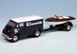 Schuco Piccolo DKW Schnellaster Kastenwagen Mit Bootsanhänger "Motor Klassik Techno Classica 2001"