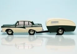 Schuco Piccolo Ford Taunus 17M Mit Wohnwagen -Schuco 450141400 Schuco Piccolo Ford Taunus 17M mit Wohnwagen z4