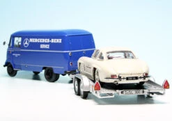 Schuco Mercedes Benz L 319 D Kastenwagen Mit PKW-Anhänger Und 300SL Flügeltürer "Mercedes Benz Service" -Schuco 450253900 schuco mercedes benz l 319 d kastenwagen mit pkwanhaenger und 300sl fluegeltuerer mercedes benz service 5