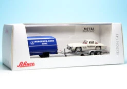 Schuco Mercedes Benz L 319 D Kastenwagen Mit PKW-Anhänger Und 300SL Flügeltürer "Mercedes Benz Service" -Schuco 450253900 schuco mercedes benz l 319 d kastenwagen mit pkwanhaenger und 300sl fluegeltuerer mercedes benz service 6