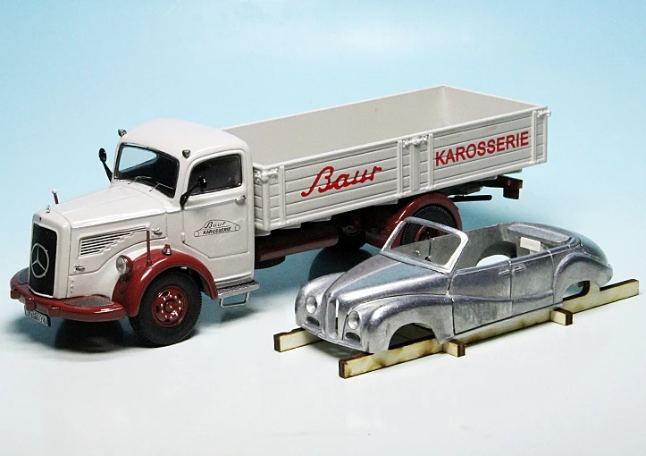 Schuco Mercedes Benz L6600 Pritschen-LKW Mit BMW 502 Cabriolet "Karosseriewerk Baur" 5 Schuco Mercedes Benz L6600 Pritschen-LKW Mit BMW 502 Cabriolet "Karosseriewerk Baur" – Bild 5