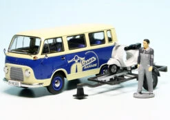 Schuco Ford Taunus Transit FK 1000 Bus Mit Anhänger Und Piccolo Vespa GS Roller "Vespa Garage"