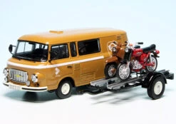 Schuco Barkas B 1000 Halbbus Mit Anhänger Und Piccolo Simson KR 51/1 Schwalbe / Simson S51 "IFA Service"