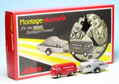 Schuco Piccolo VW T1 Bulli Kastenwagen Mit Porsche 356 Carrera "Porsche Renndienst" Als Montagekasten