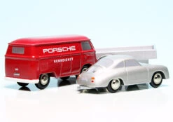 Schuco Piccolo VW T1 Bulli Kastenwagen Mit Porsche 356 Carrera "Porsche Renndienst" Als Montagekasten -Schuco 450557900 schuco piccolo vw t1 bulli kastenwagen mit porsche 356 carrera porsche renndienst als montagekasten 4