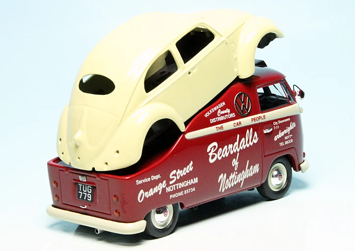 Schuco VW T1a Bulli Mit Brezelkäfer-Karosserie "Volkswagen Beardalls Of Nottingham" 2 Schuco VW T1a Bulli Mit Brezelkäfer-Karosserie "Volkswagen Beardalls Of Nottingham" – Bild 2