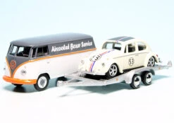Schuco VW T1 Bulli Kastenwagen (1963) Mit AnhÀnger Und VW KÀfer Lowrider "Aircooled Boxer Service - Herbie"