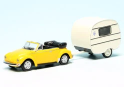 Schuco VW Käfer Cabriolet Mit Knaus Schwalbennest Wohnwagen