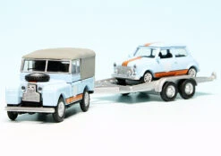 Schuco Land Rover 88 Mit PKW-Anhänger Und Mini Cooper "Gulf Racing" -Schuco 452659500 schuco land rover 88 mit pkwanhaenger und mini cooper gulf racing 2