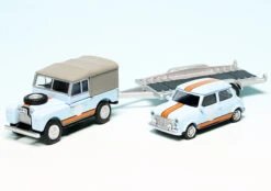 Schuco Land Rover 88 Mit PKW-Anhänger Und Mini Cooper "Gulf Racing" -Schuco 452659500 schuco land rover 88 mit pkwanhaenger und mini cooper gulf racing 4