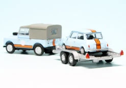 Schuco Land Rover 88 Mit PKW-Anhänger Und Mini Cooper "Gulf Racing" -Schuco 452659500 schuco land rover 88 mit pkwanhaenger und mini cooper gulf racing 5