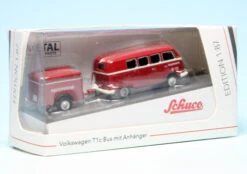 Schuco VW T1 Bulli Bus Mit Anhänger "Feuerwehr" -Schuco 452661800 schuco vw t1 bulli bus mit anhaenger feuerwehr 2