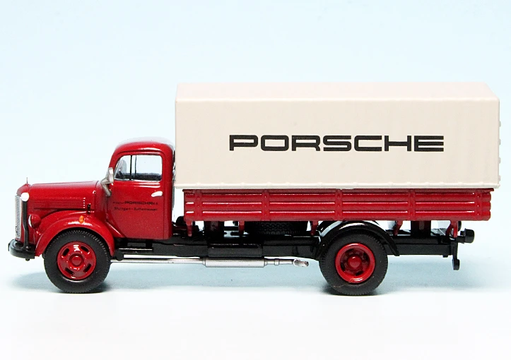 Schuco Mercedes Benz L3500 Pritsche/Plane "Porsche" 4 Schuco Mercedes Benz L3500 Pritsche/Plane "Porsche" – Bild 4