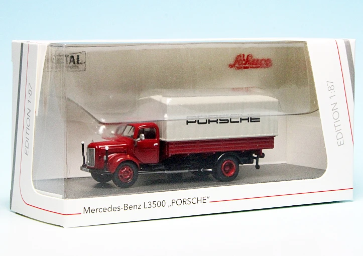 Schuco Mercedes Benz L3500 Pritsche/Plane "Porsche" 7 Schuco Mercedes Benz L3500 Pritsche/Plane "Porsche" – Bild 7