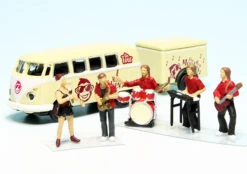 Schuco VW T1 Bulli Tour-Bus Mit Anhänger "The Red Monkeys"