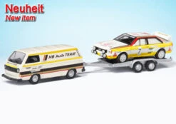 Schuco VW T3a Kastenwagen Mit PKW-Anhänger Und Audi Sport Quattro A2 "HB Audi Team"