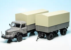 Schuco Krupp Titan Pritsche/Plane-Hängerzug "Deutsche Bundespost Fernmeldedienst"